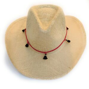 6414 Hat Band Summer Fun Suede Knotted Tassels Adjustable Bolo Closure Red